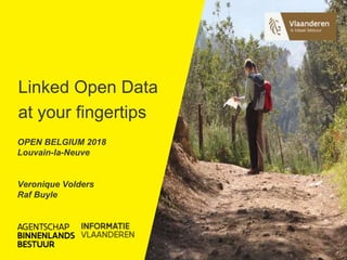 OPEN BELGIUM 2018
Louvain-la-Neuve
Veronique Volders
Raf Buyle
Linked Open Data
at your fingertips
 