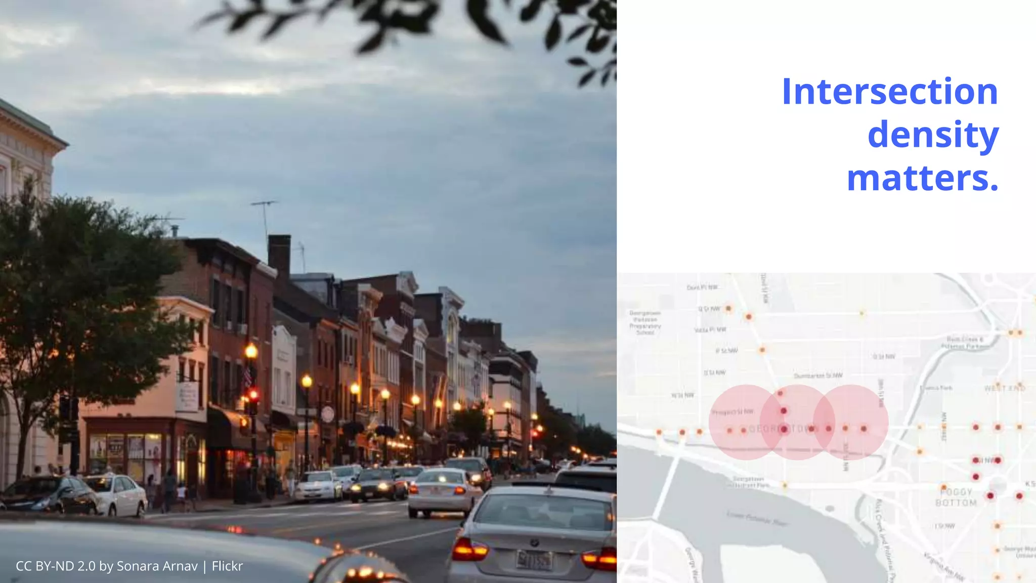 Intersection
density
matters.
CC BY-ND 2.0 by Sonara Arnav | Flickr
 