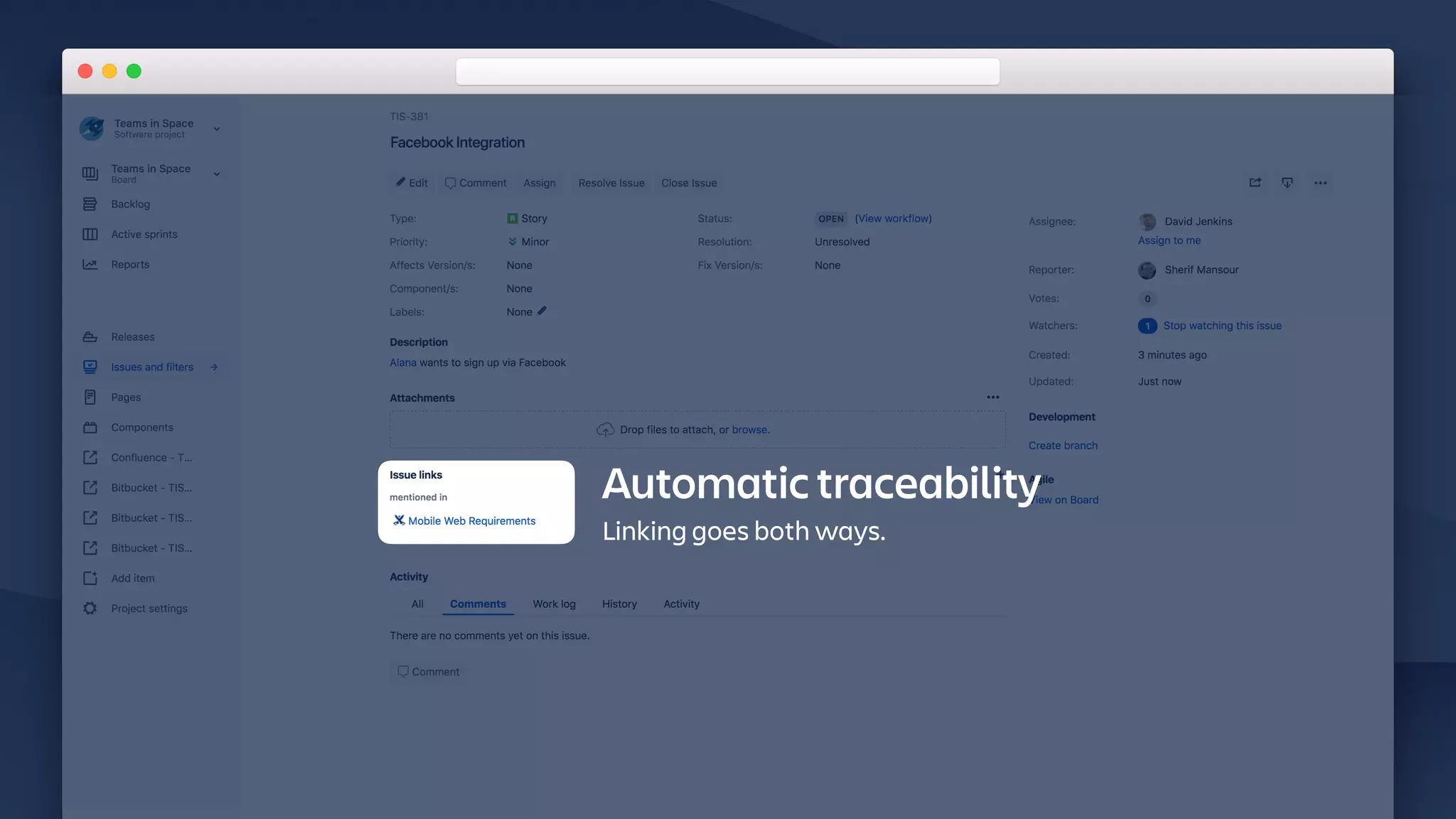 Automatic traceability
Linking goes both ways.
 