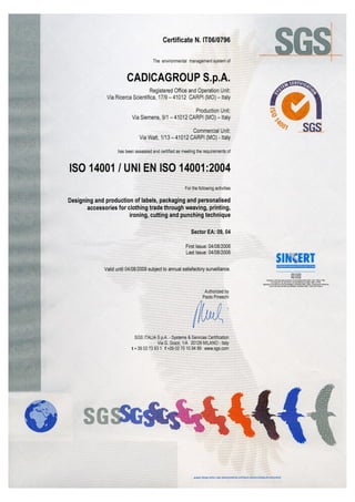 ISO 14001 Quality & Environment Integrated System