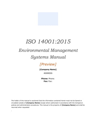 ISO 14001.2015 EMS Manual Template (preview) | PDF