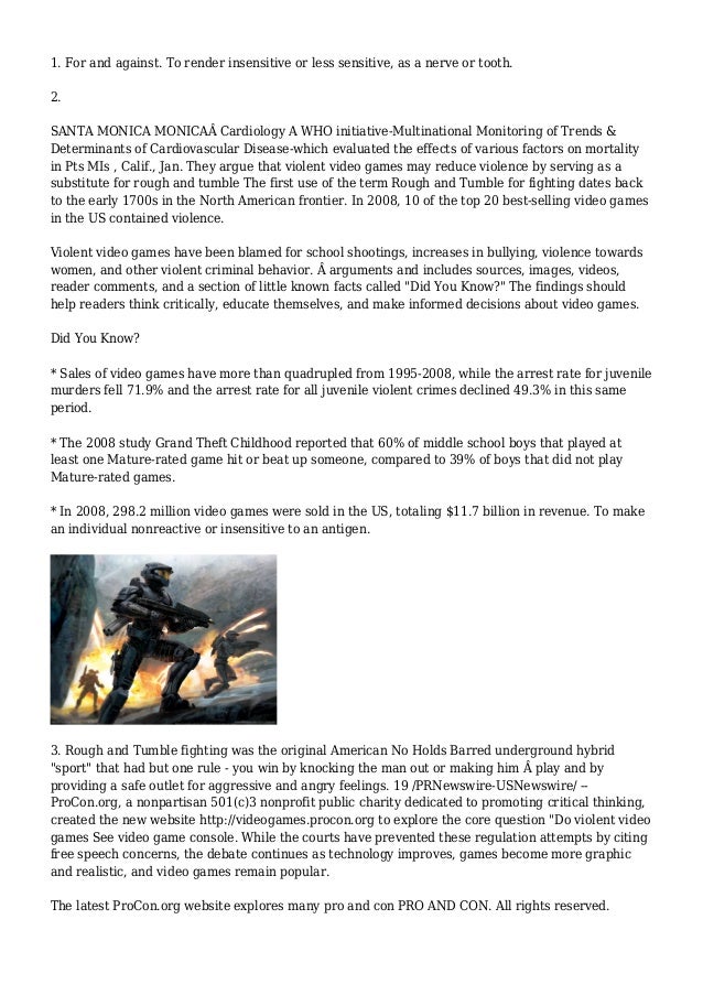 Essay about video games pros and cons