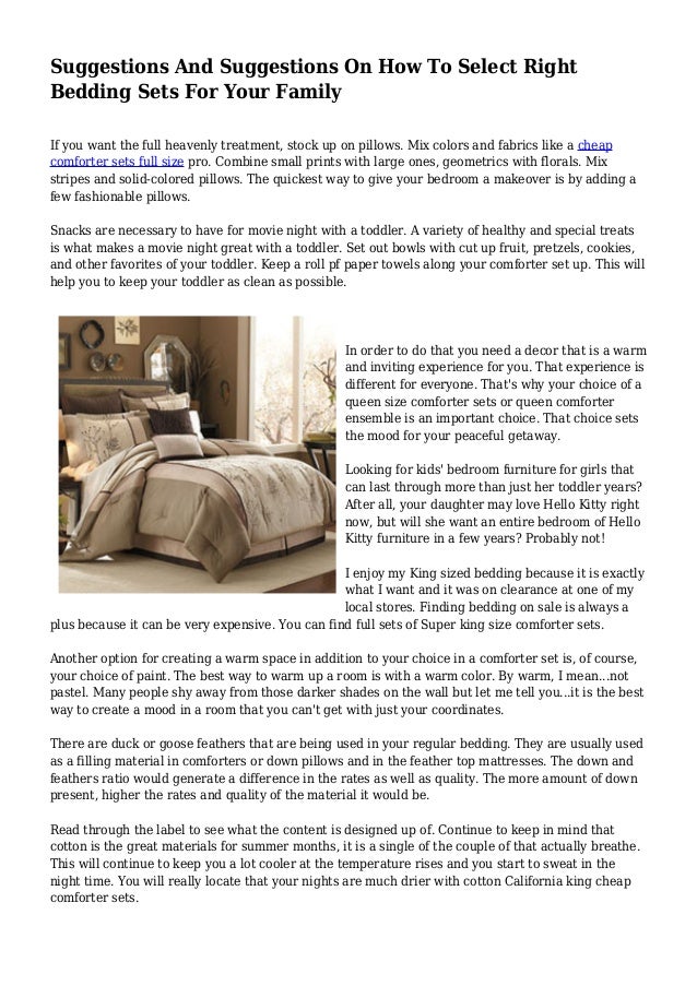 Suggestions And Suggestions On How To Select Right Bedding Sets For Y
