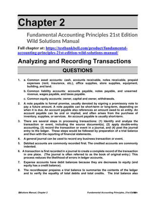 Fundamental Accounting Principles 21st Edition Wild Solutions Manual | PDF