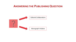 ANSWERING THE PUBLISHING QUESTION
Editorial Collaborations
Monograph Initiative
 