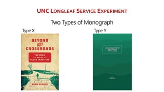 UNC LONGLEAF SERVICE EXPERIMENT
Type X Type Y
Two Types of Monograph
 