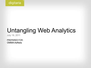 Untangling Web Analytics July 18, 2011 PREPARED FOR: OMMA AdNets 