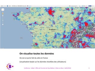 On visualise toutes les données
Où est-ce qu’on fait du vélo en France
(visualisation basée sur les données récoltées des ...
