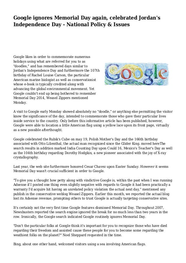 Google Ignores Memorial Day Again Celebrated Jordan S Independence D