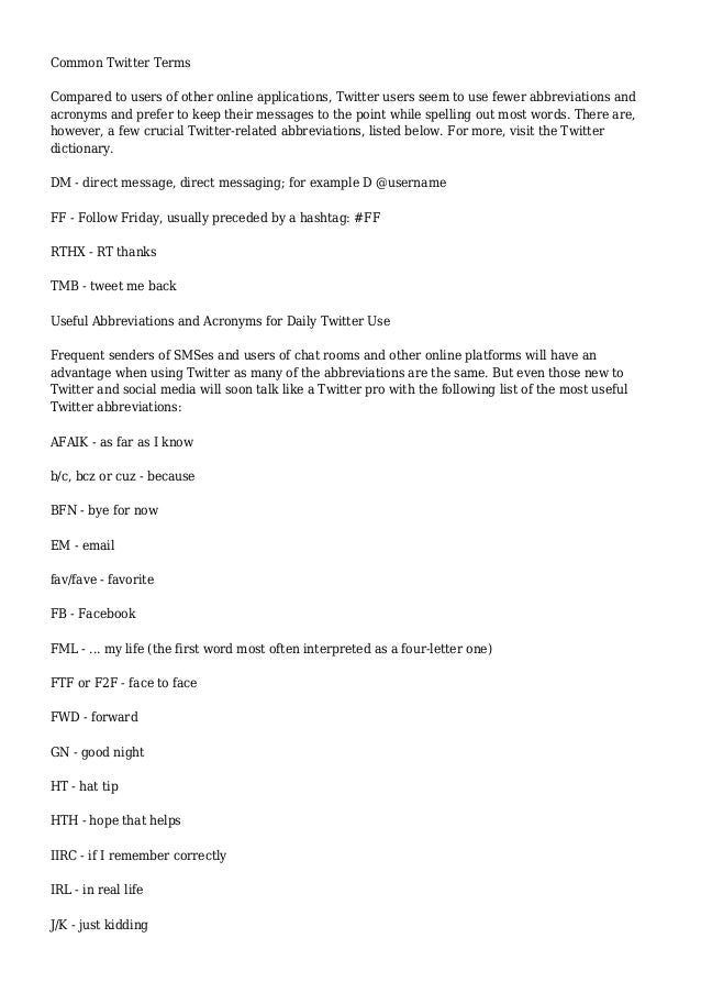 25 Most Common Twitter Abbreviations