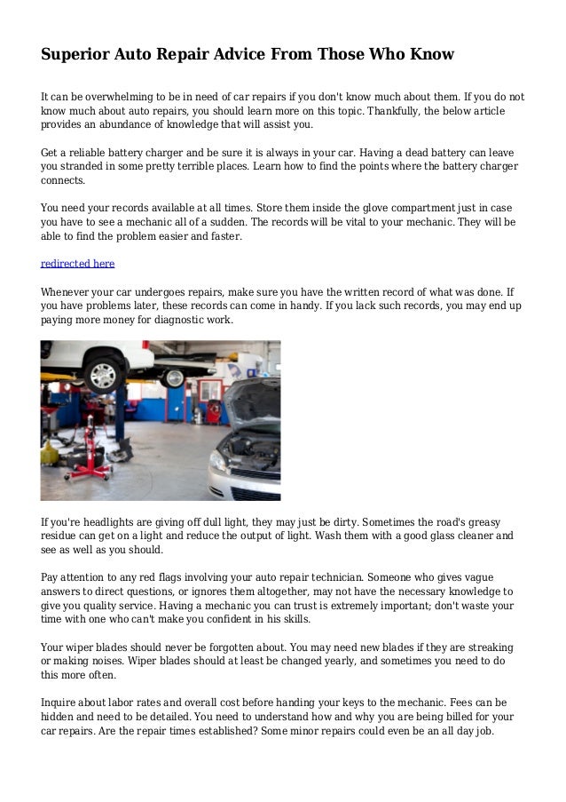 Superior Auto Repair Advice From Those Who Know - Superior Auto Repair ADvice From Those Who Know 1 638
