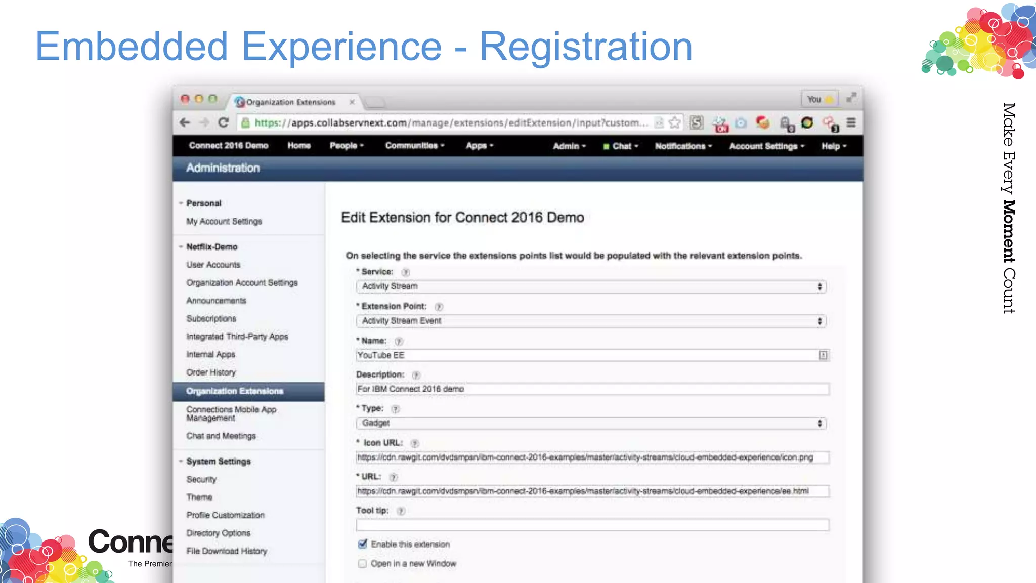 Embedded Experience - Registration
 