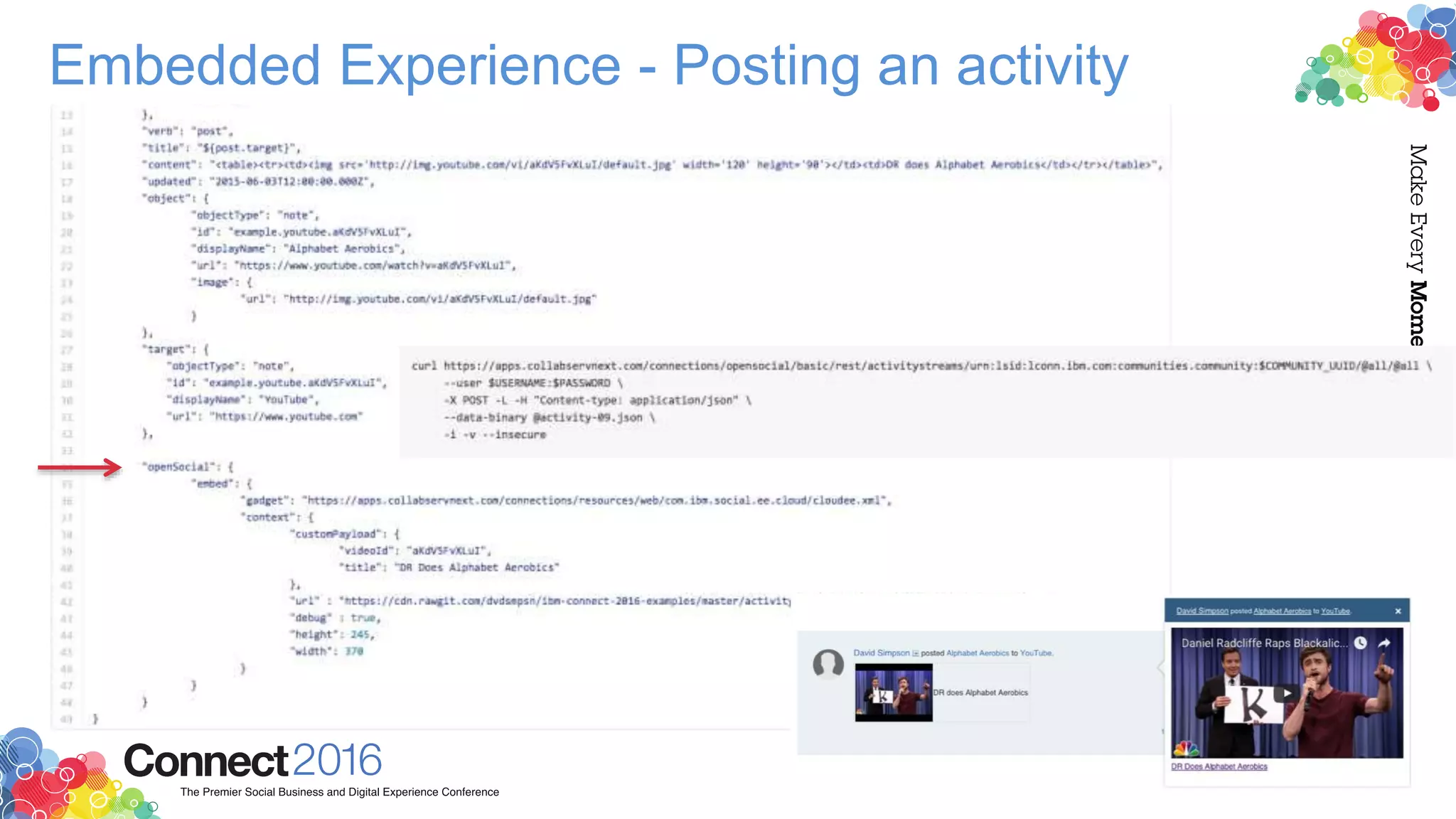 Embedded Experience - Posting an activity
 