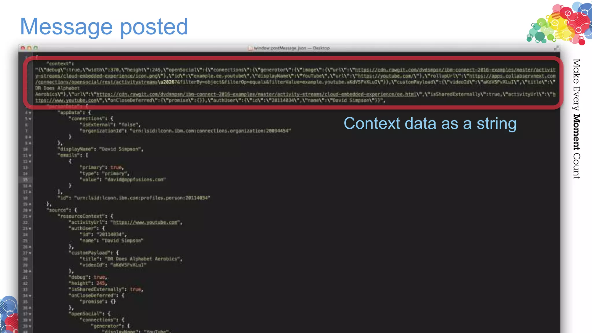 Message posted
Context data as a string
 