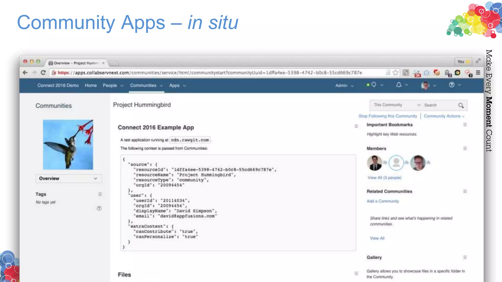 Community Apps – in situ
 