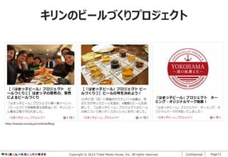 キリンのビールづくりプロジェクト

https://kanpai.cocosq.jp/contents/Blog/

Copyright © 2014 Tribal Media House, Inc. All rights reserved.

Confidential

Page72

 