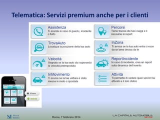 Telematica: Servizi premium anche per i clienti

Roma, 7 febbraio 2014

 
