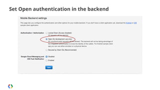 Set Open authentication in the backend

 