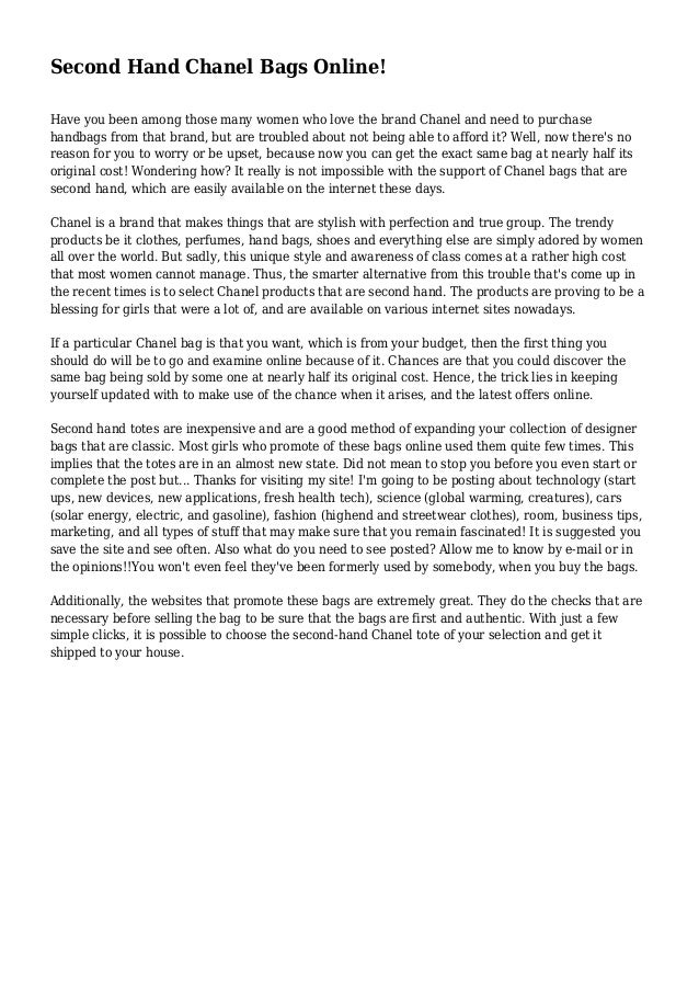 second hand chanel bag