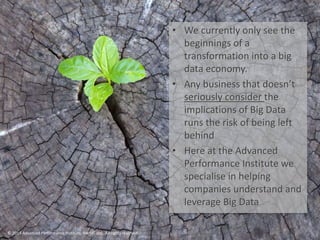 Volume…
…refers to the vast amounts of data generated
every second. We are not talking Terabytes but
Zettabytes or Brontobytes. If we take all the
data generated in the world between the
beginning of time and 2000, the same amount
of data will soon be generated every minute.
New big data tools use distributed systems so
that we can store and analyse data across
databases that are dotted around anywhere in
the world.
 