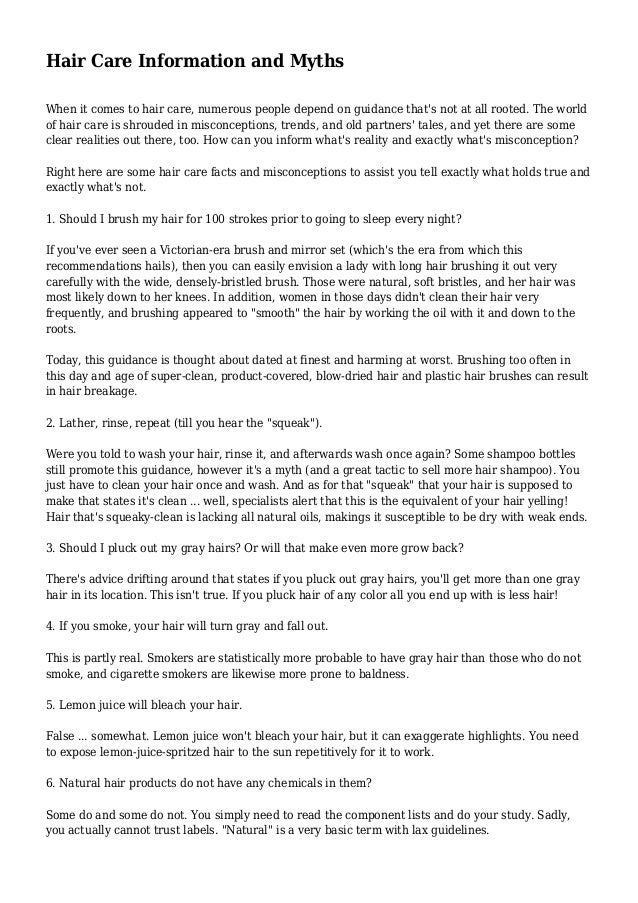 Hair Care Information And Myths
