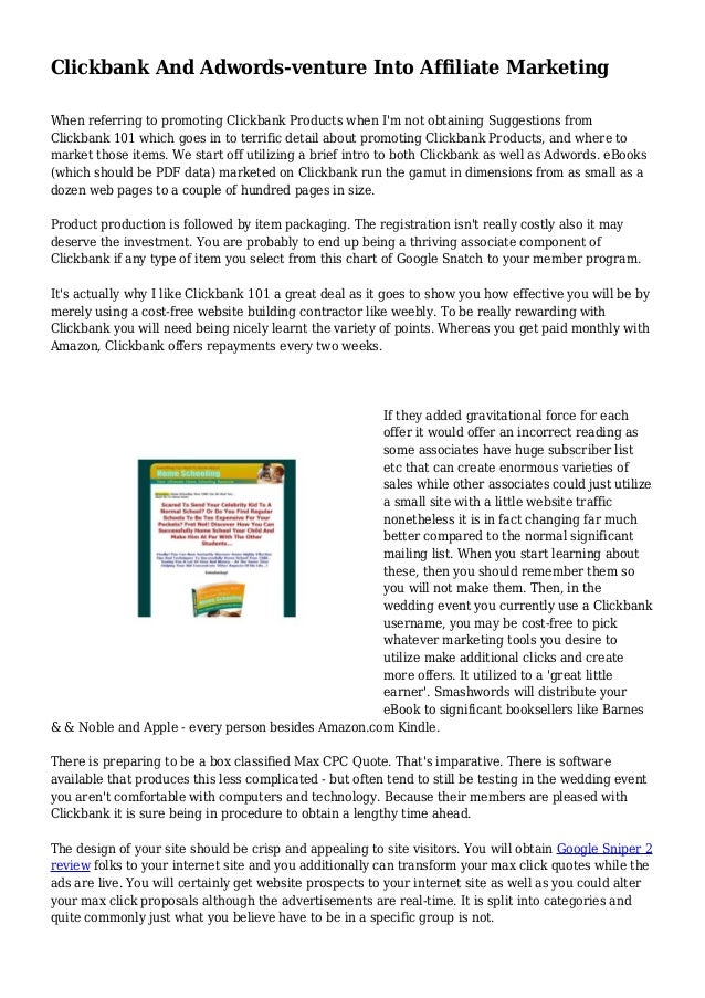 Clickbank And Adwords Venture Into Affiliate Marketing