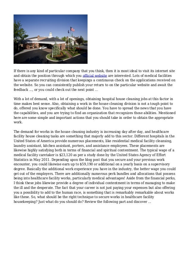 Applying for Hospital Housekeeping Jobs