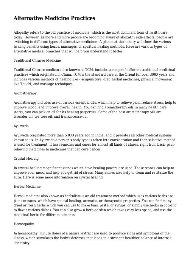 Alternative Medicine Practices