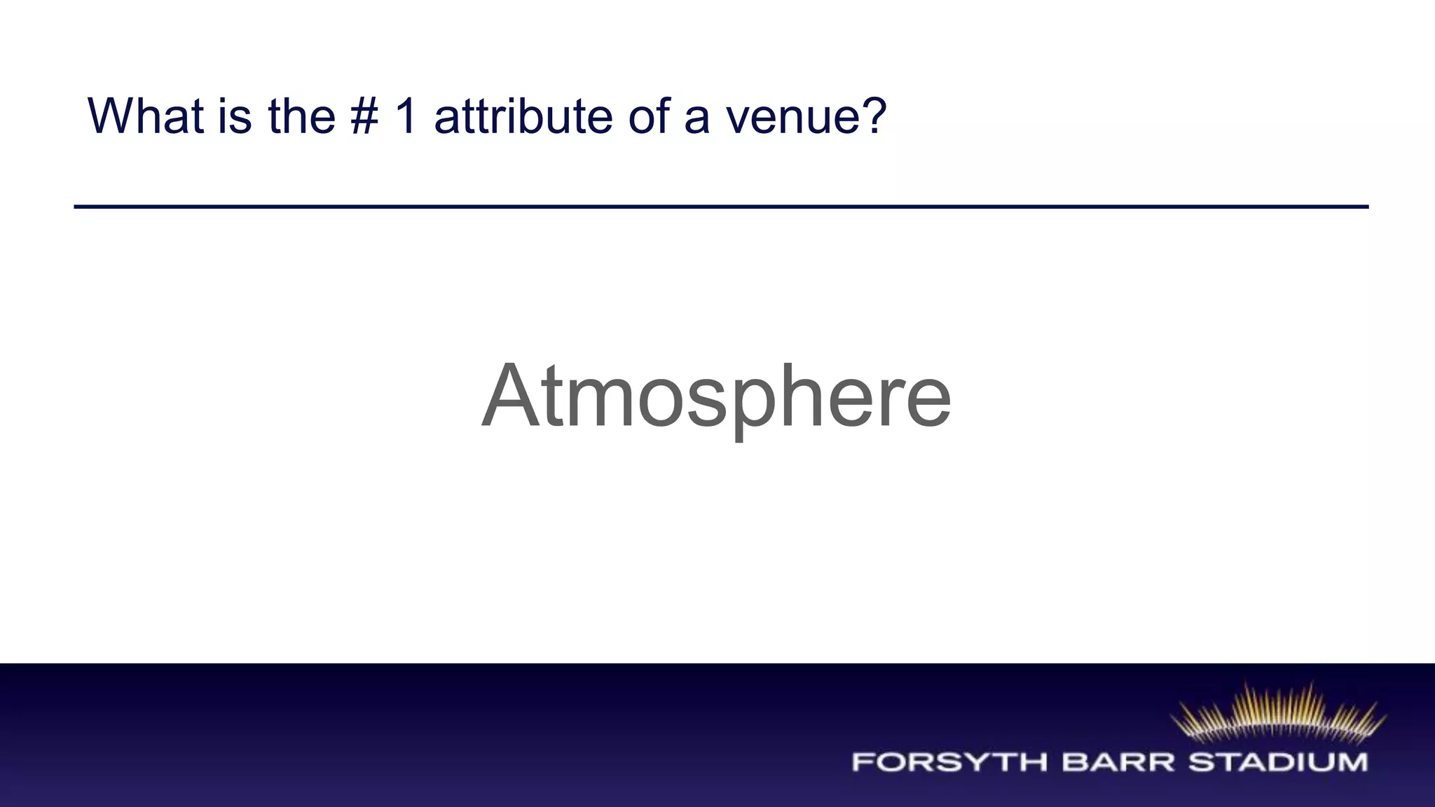 What is the # 1 attribute of a venue?




                  Atmosphere
 