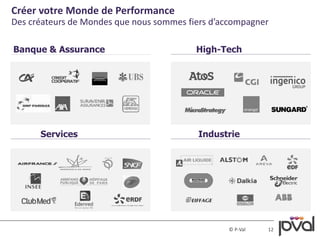 Créer votre Monde de Performance 
Des créateurs de Mondes que nous sommes fiers d’accompagner 
Banque & Assurance High-Tech 
Services Industrie 
© P-Val 12 
 