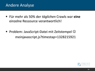 Abgeleitete Maßnahme
 Crawling-Restriktionen über robots.txt verschärft
 Keine Ranking-Verschlechterung
39
 