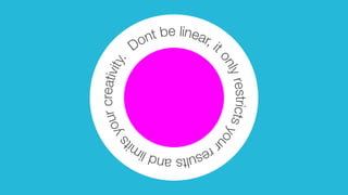 Dont be linear, it
onlyrestrictsyou
rresultsandlimit
syourcreativity.
 