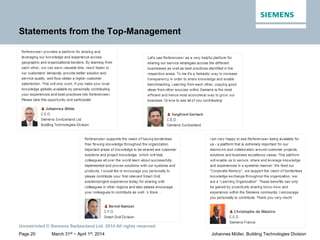 March 31st − April 1st, 2014
Unrestricted © Siemens Switzerland Ltd. 2014 All rights reserved.
Page 20 Johannes Müller, Bu...