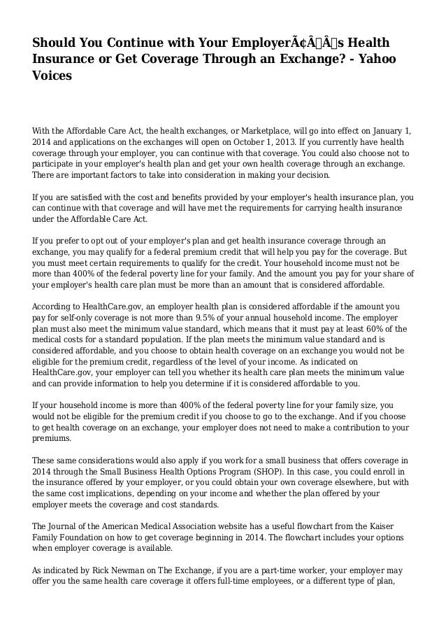 if you have health insurance through your employer