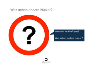 Was sehen andere Nutzer?
Wie sieht Ihr Profil aus?
Was sehen andere Nutzer?
?
 
