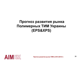 33
Прогноз развития рынка
Полимерных ТИМ Украины
(EPS&XPS)
Прогноз развития рынка ТИМ в 2013-2014 гг.
 