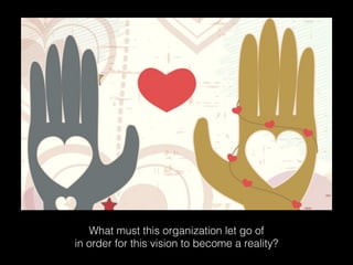 @hduckworth	
  #TESOL14
What must this organization let go of
in order for this vision to become a reality?
 