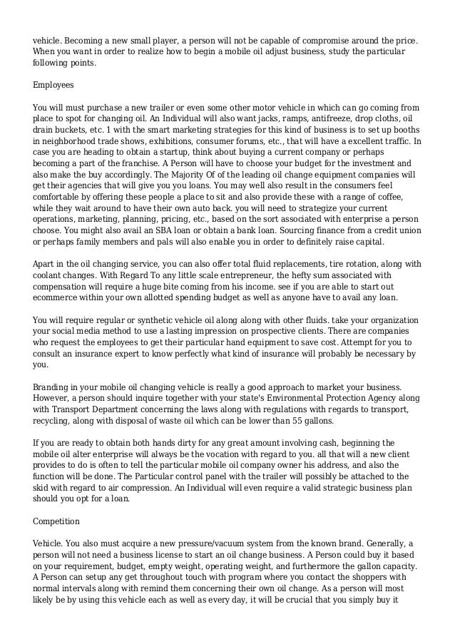 A Guide to Start a Mobile Oil Change Business