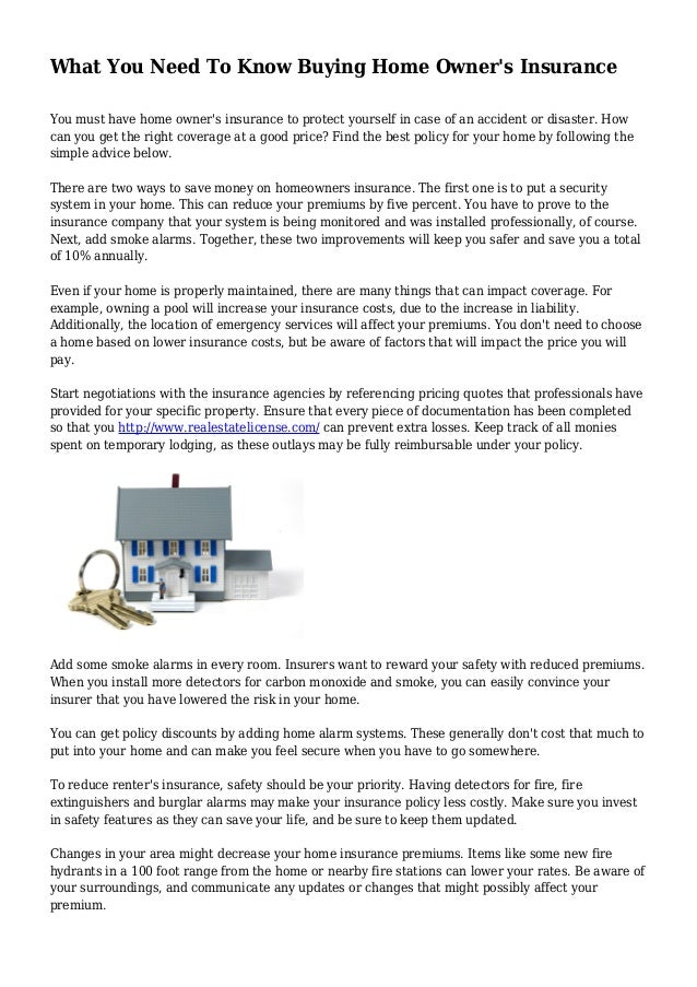 What You Need To Know Buying Home Owner S Insurance