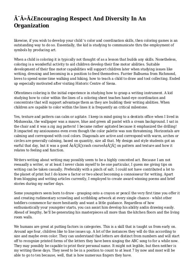 Encouraging Respect And Diversity In An Organization