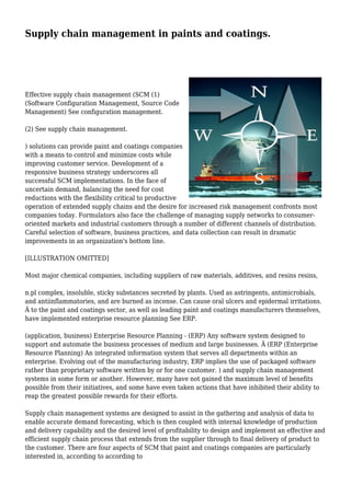 Supply chain management in paints and coatings. | PDF