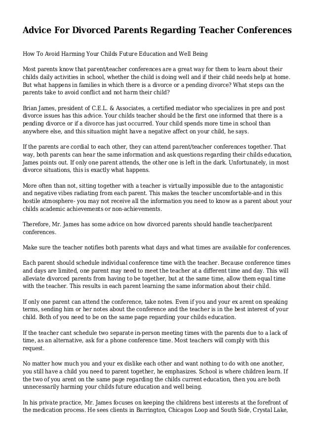 Advice For Parents Of Children Just >> Advice For Divorced Parents Regarding Teacher Conferences Advice For Parents Of Children Just >> Advice For Divorced Parents Regarding Teacher Conferences