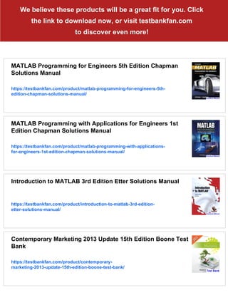 Essentials of MATLAB Programming 3rd Edition Chapman Solutions Manual | PDF
