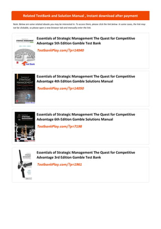 Strategic Management Essentials: Competitive Advantage and Market ...