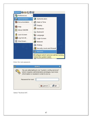 Enter the root password.




Select "Runlevel All".




                           47
 