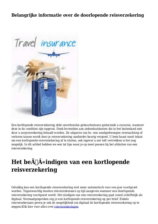 Belangrijke informatie over de doorlopende reisverzekering