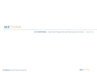 UC Hastings Kane Hall Programming & Planning
UC HASTINGS - Kane Hall Programming & Planning Committee 04.07.14
 