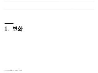 3 / 소셜미디어 동영상 콘텐츠 노하우
1. 변화
 