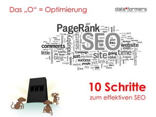 Das „O“ = Optimierung
10 Schritte
zum effektiven SEO
 