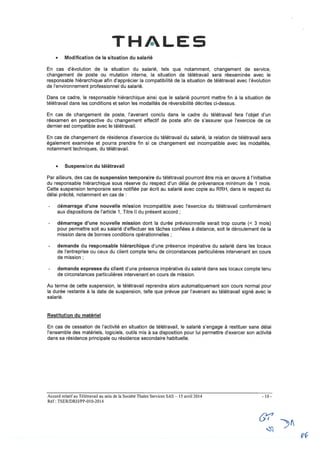 Thalès Services : accord télétravail